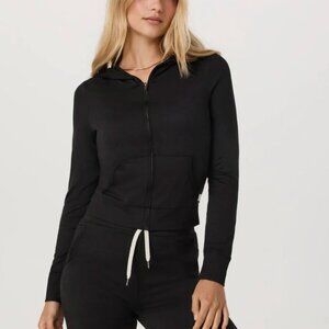 Vuori Halo Mini Full Zip Hoodie - Medium Heather Black